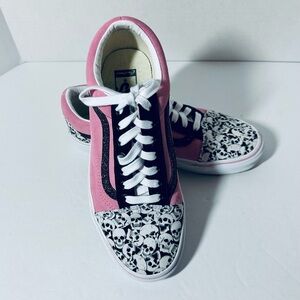 Vans Pink and Black Skull Pattern Women's Sneakers Size 8.5 W, 7 M VGC